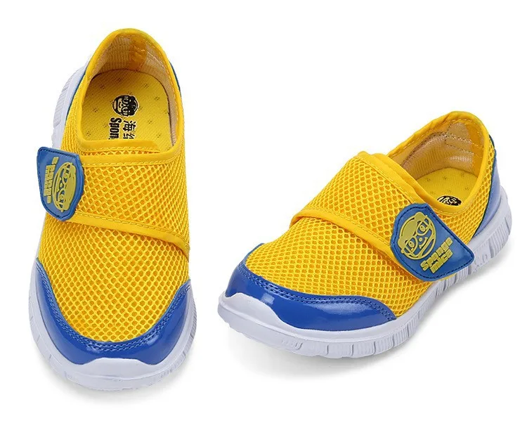 Новые летние сетчатые детские повседневные кроссовки, дышащая детская спортивная обувь, красный, темно-синий, желтый цвет, размер 25-37
