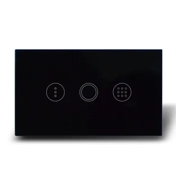 

US Model Black Glass Touch Panel Light Time Delay Wall Switch, AC110-240V, 1 Gang 1 Way Touch Timer Switch+Blue LED indicator