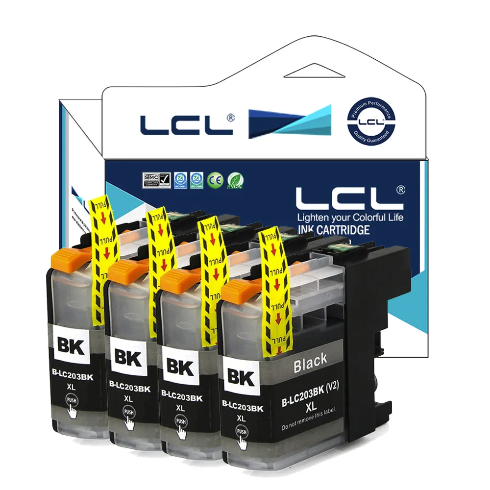 Lcl LC203XL LC201XL LC203 LC201 LC203BK LC201BK(4 шт) черный картридж совместимый для брата MFC-J4320DW/J4420DW