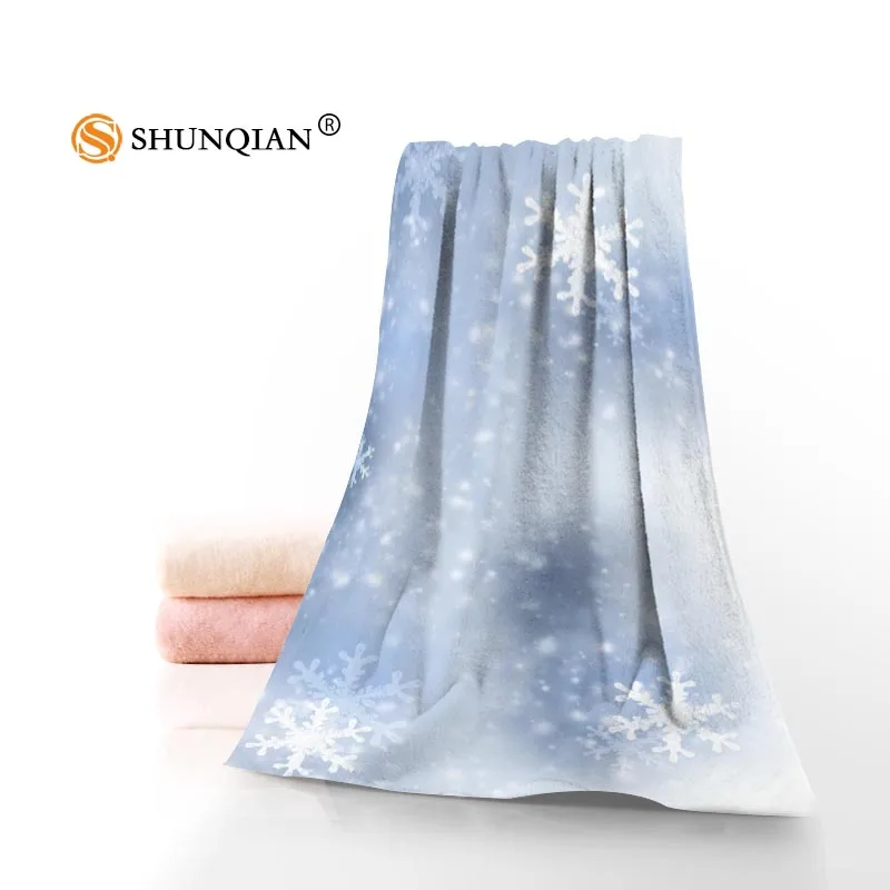 

New Custom Snowflakes Towel Printed Cotton Face/Bath Towels Microfiber Fabric For Kids Men Women Shower Towels JK123