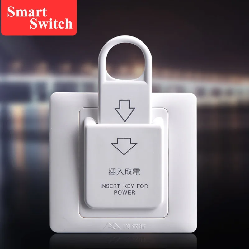 

1PCS 86x86cm Hotel Magnetic Card electric Switch 180- 250v 220V/25A push button Insert Key electrical power control socket
