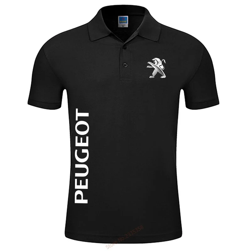 

Men Summer Tops Print Letters Male Peugeot Polo Shirt solid colours mens clothes