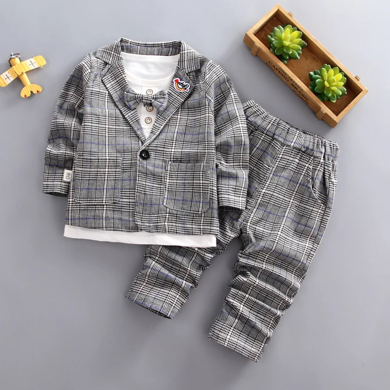 Для малышей, для мальчиков, bibicola Модный комплект одежды для детей весна осень джентльменский стиль одежда костюм дети мальчики хлопок