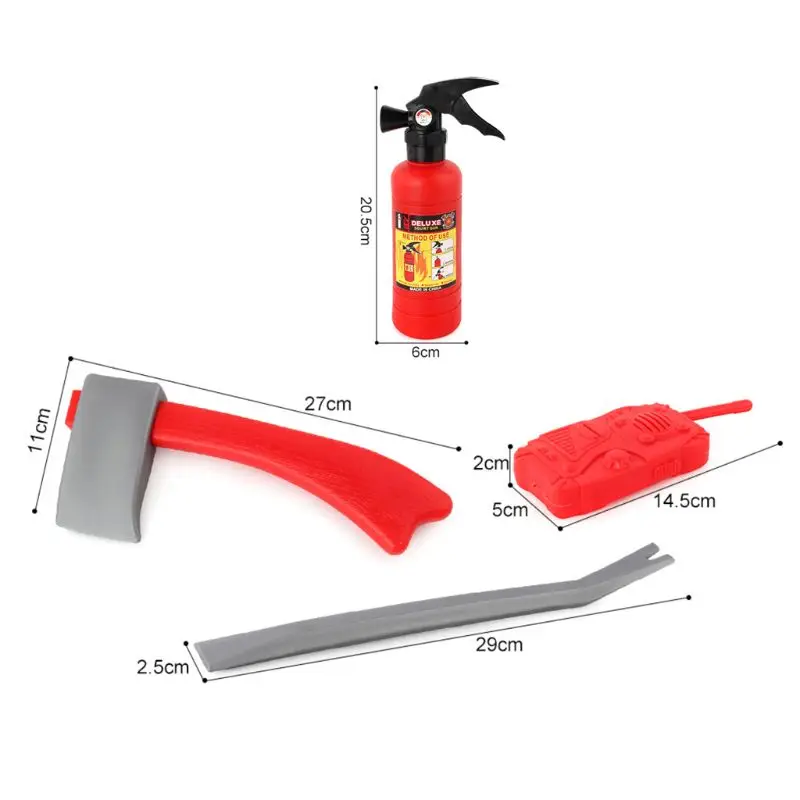 4pcs/set Children Firefighter Fireman Cosplay Toys Kit Fire Extinguisher Intercom Axe Wrench Gifts For Kids