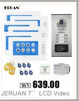 JERUAN 4,3 дюймов ЖК-дисплей видеодомофон дверной звонок Домофон Системы 6 монитор RFID Доступа Камера для 6 бытовой квартиры