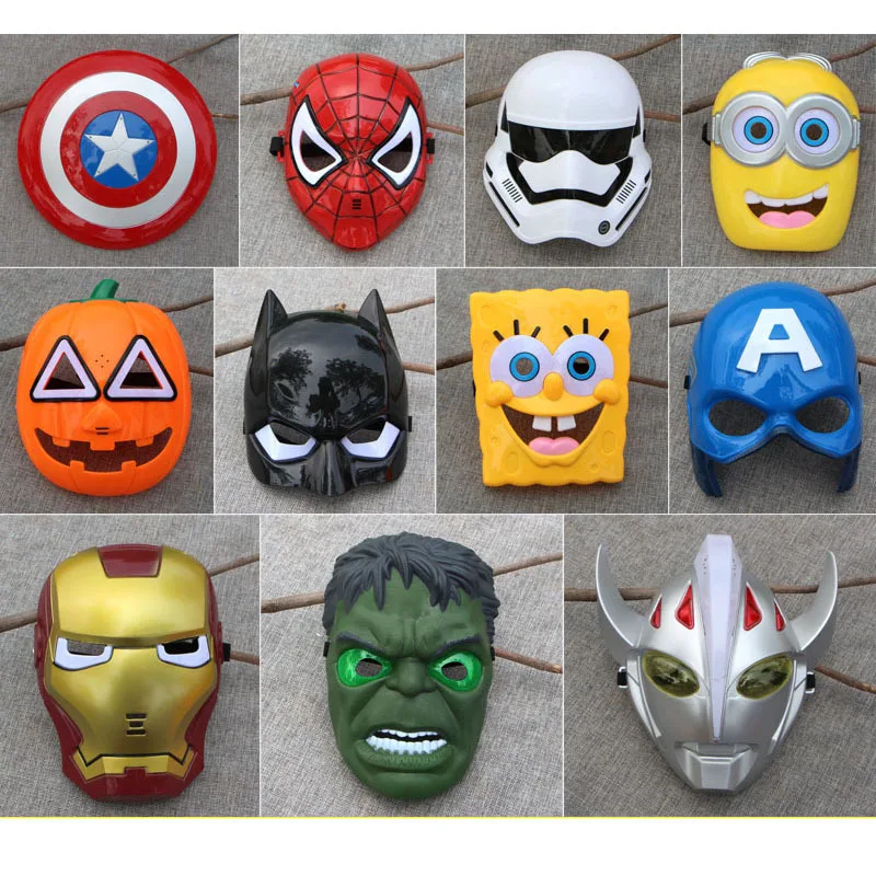 

Halloween Glowing Mask Avengers Beauty Team Spider Iron Man Children Dress Up Toy gift mask for fun