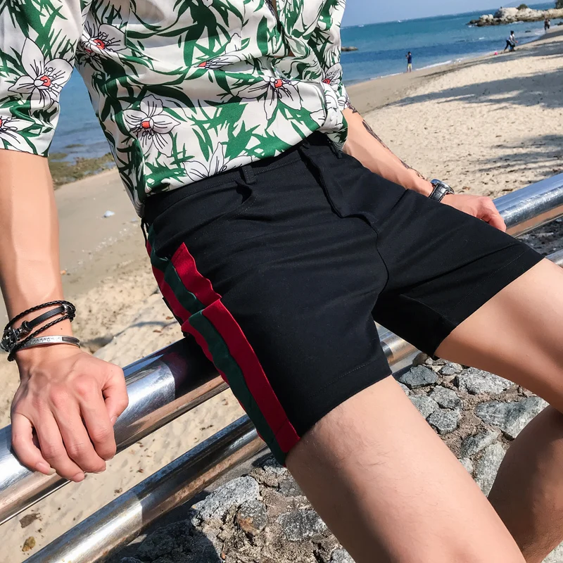 Летняя одежда шорты с полосками сбоку мужские повседневные мужские облегающие шорты Уличная клетчатая короткая мужская одежда 3XL-M