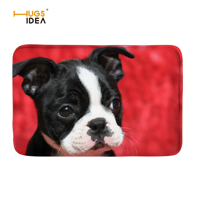 HUGSIDEA 3D животные Домашние напольные коврики Бостон-терьер печати красные коврики декоративные двери вход Дети Спальня коврики для ванной