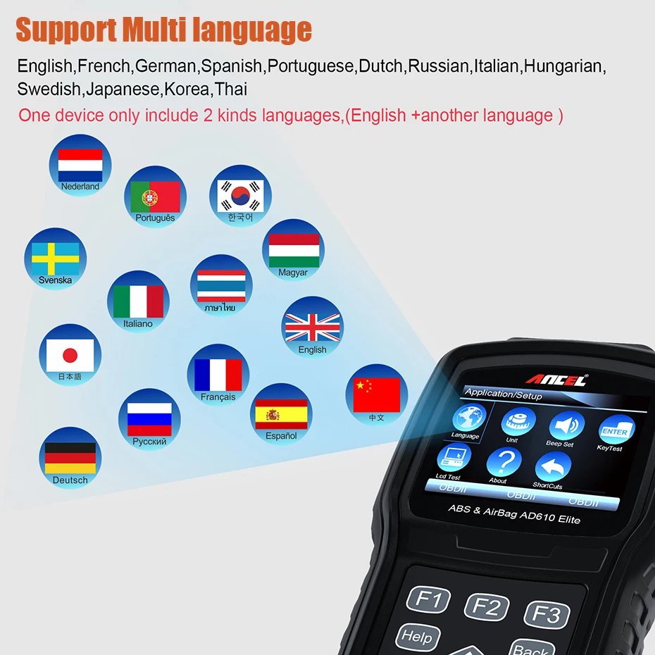 Ancel AD610 Elite проверка двигателя ABS SRS подушка безопасности воздушная сумка SAS сброс