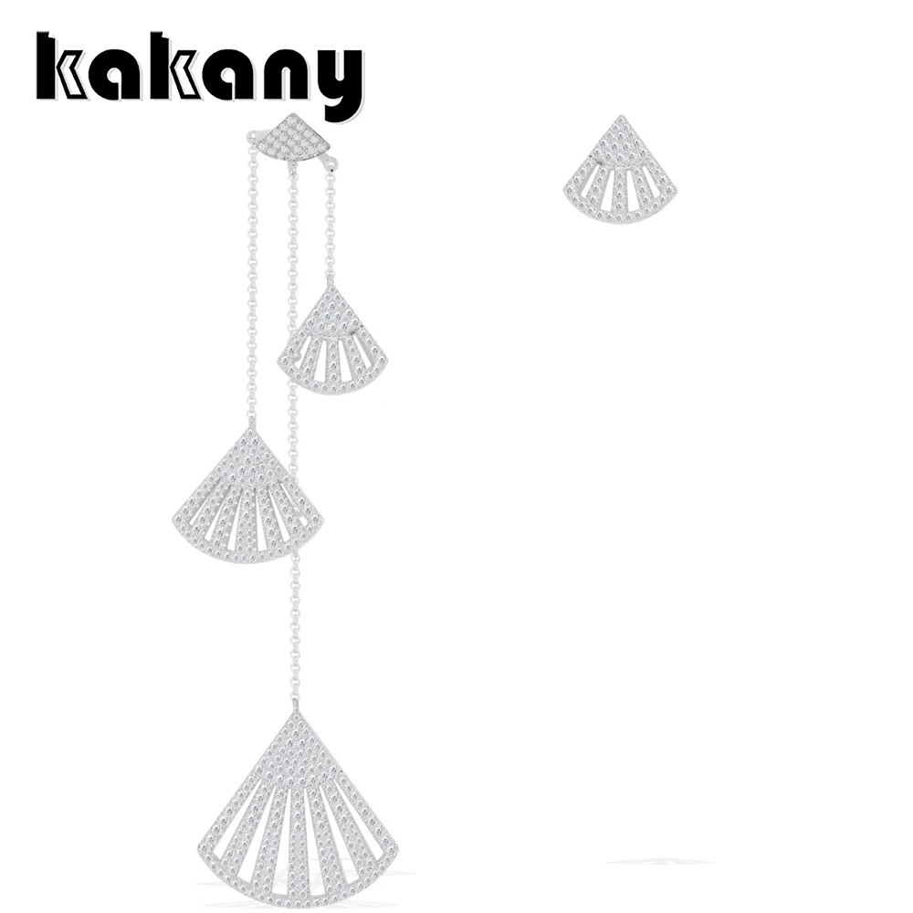 

KAKANY 925 sterling silver asymmetric fan earrings Original high quality 1:1 European and American women's fashion jewelry