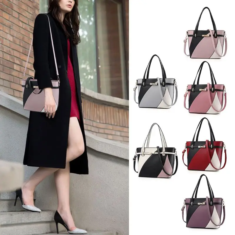 

THINKTHENDO Women Handbag Shoulder Bag Patchwork Messenger Hobo Tote Leather Ladies Crossbody Purse Satchel