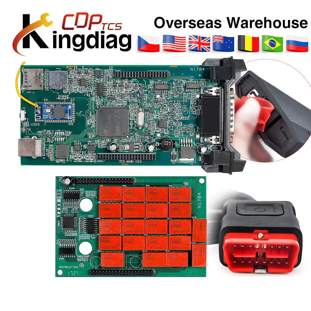 

CDP TCS 2016.R0/2015.R3 Scanner with bluetooth New VC-I obd2 Diagnostic Tool 2 green board V3.0 NEC 9241A chip as multidiag