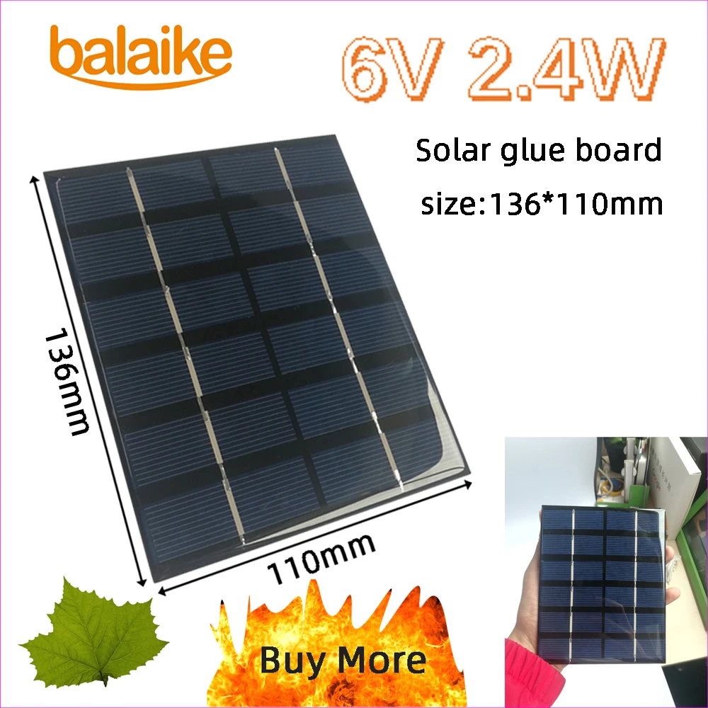 Buy More 5 PCS to 30 6V 2.4W 136x110mm Epoxy Solar Panels Mini Cells use for DIY solar phone charger toy | Электроника