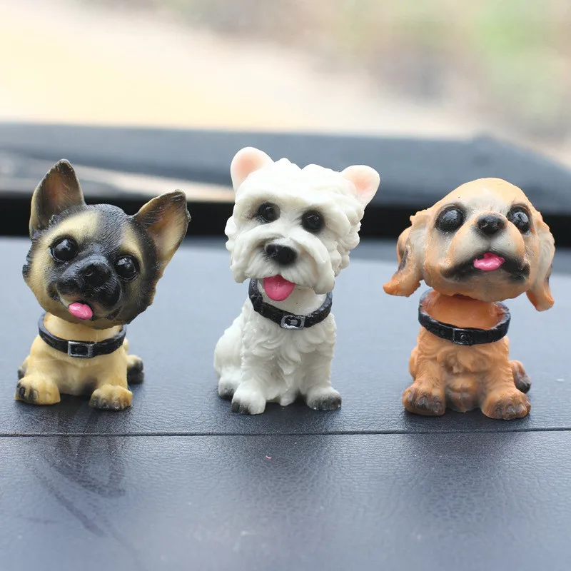 

1pc Car Styling Accessories Cute Shaking Head Resin Cartoon Pet Ornaments Dogs Auto Interior Dashboard Desktop Decor Gifts
