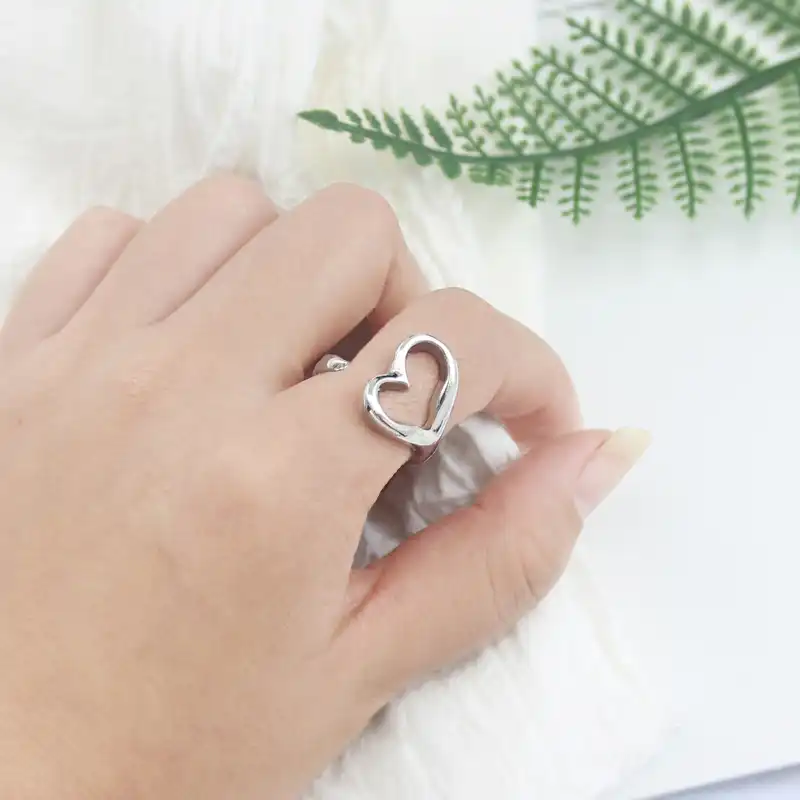 Amante In Platino Con Anello A Cuore Aperto Semplice Ed Elegante Per Trasmettere L Anniversario Delle Coppie D Amore Rings Aliexpress