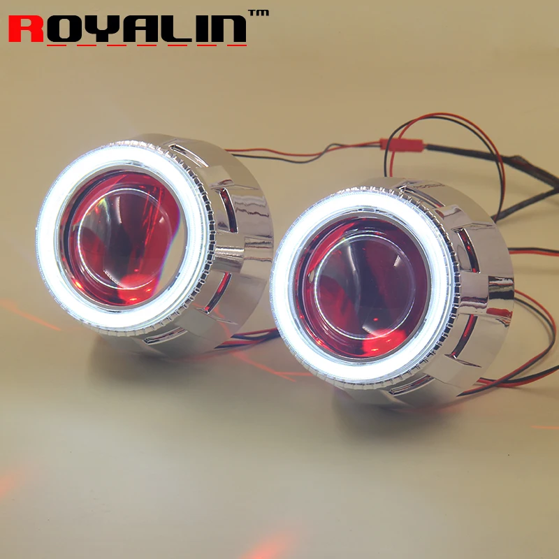 

ROYALIN Angel Eye Devil Eyes Projector Lens Headlights White Bule Red Green for HID Xenon Bulbs H1 H4 H7 Car Styling Retrofits