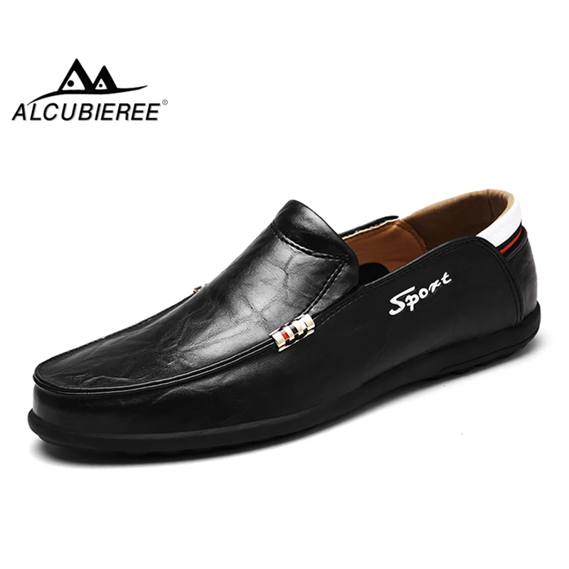 ALCUBIEREE Hot Sale Mens Loafers Men Slip On Moccasins Comfortable Driving Shoes Causal Leather ...