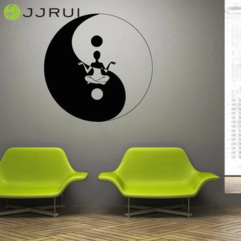 

JJRUI Yoga Vinyl Decal Zen Meditation Health Yin Yang Tai Chi Wall Stickers Home Decor Room Bedroom Wall Art Sticker