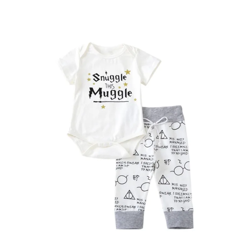 Комплекты одежды для маленьких девочек Комбинезон с надписью для мальчиков, штаны, повязка на голову, комплект одежды для новорожденных