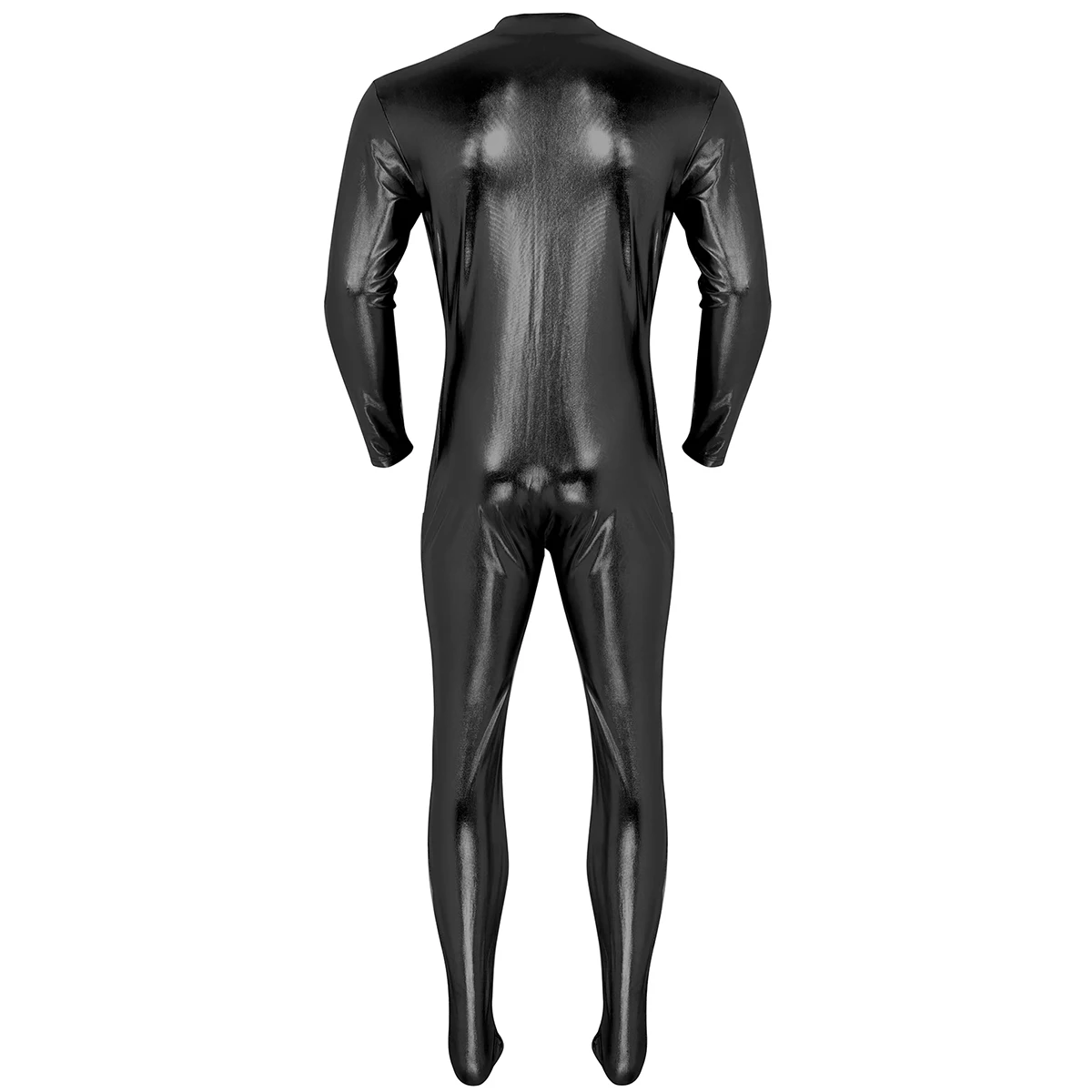 iiniim Mens Body Sexy Teddies Shiny Metallic Club Bodystocking Closed Toe Stretchy Full Body Leotard Bodysuit Clubwear Costumes