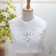 Женский свитер с ремешками рубашка Ретро Вышивка цветок горный хрусталь накладной воротник с отворотом Кристалл полый кружева съемный воротники-обманки