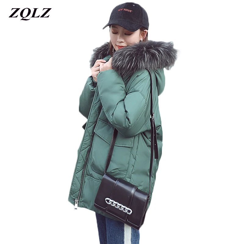 ZQLZ плюс Размеры вниз хлопок зимняя куртка Для женщин 2018 Повседневное из