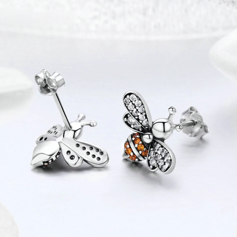 Женские изысканные серьги гвоздики Bee Story модные серебряные ювелирные