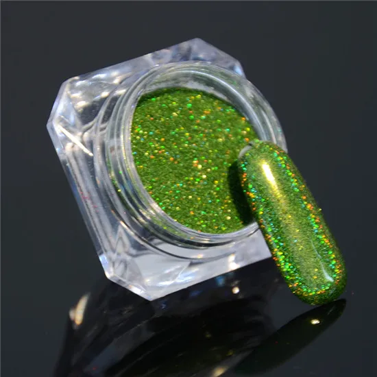 1 коробка Звездная голографическая Лазерная блестящая пудра для ногтей ультра-тонкий Сияющий пигмент пыльная пудра Маникюр лак для ногтей 28 цветов - Цвет: Green