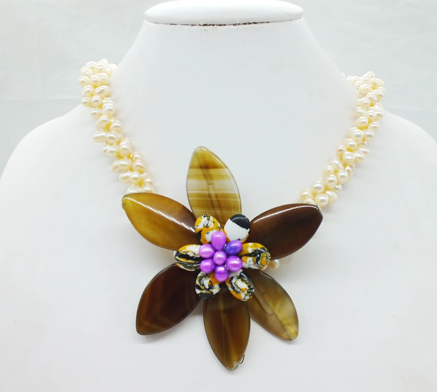Нет-0289# турецкие полудрагоценные камни и пресноводный жемчуг, классические ожерелья ручной работы. Лучший подарок на день рождения девушки