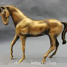 1" Китайский Бронзовый Резные Год Зодиак Фэншуй Богатство Выполнить Конной Статуи Животных