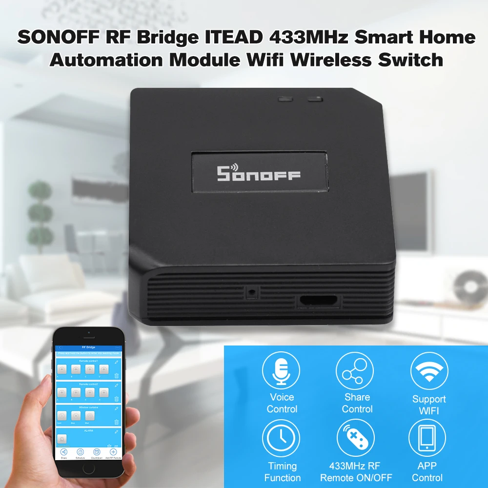 Sonoff RF мост 433 МГц Модуль Автоматизации умного дома Wifi переключатель универсальный таймер Diy 433 МГц беспроводной пульт дистанционного управления