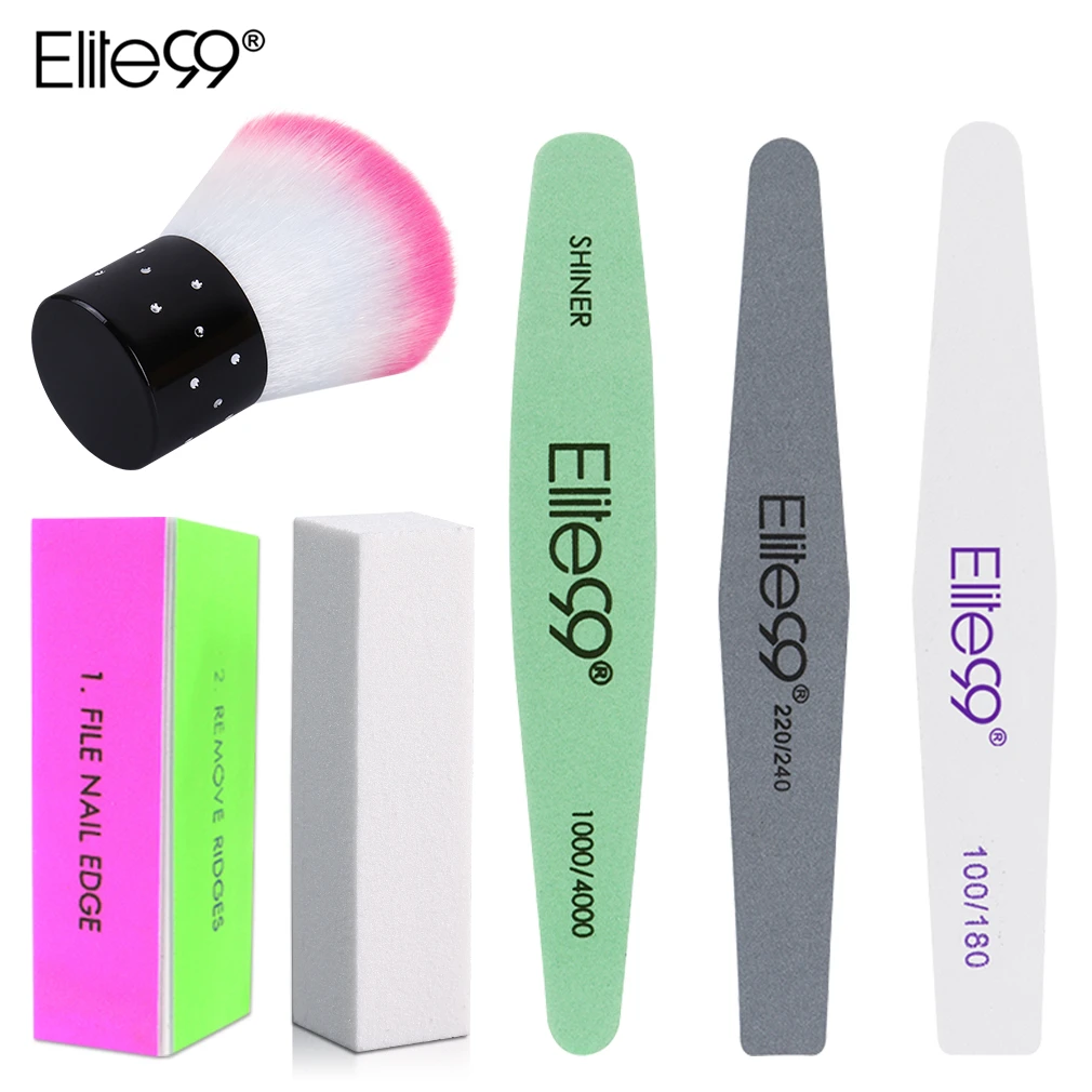 

Elite99 6pcs/lot Buffer Sanding Polishing Manicure Nail Files 100 180 Papersand Brush Buffer Block 4 Way Nail Art Tools Set