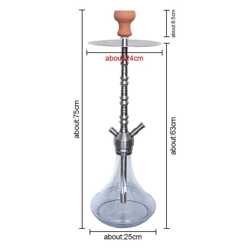 Набор для кальяна из нержавеющей стали со стеклянным шлангом для кальяна, металлические щипцы для угля, керамическая чаша для кальяна, полный набор для кальяна