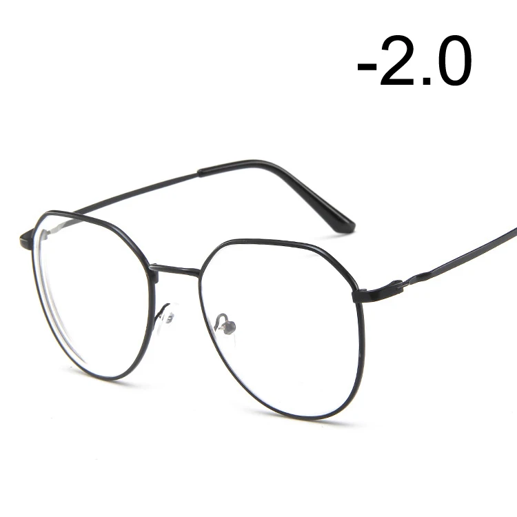 [EL Malus] очки для близорукости для женщин и мужчин, металлическая квадратная оправа для студентов, короткий прицел, золотой, черный, серебряный-1-1,5-2-2,5-3-3,5-4 - Цвет оправы: Black-200