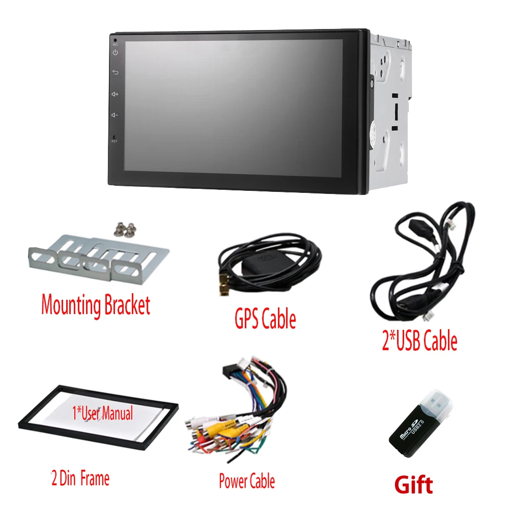 Support dab Android 7.1 car stereo Quad Core GPS 2 din radio Bluetooth Car DVD player autoradio 7 inch 1024*600 screen Universal