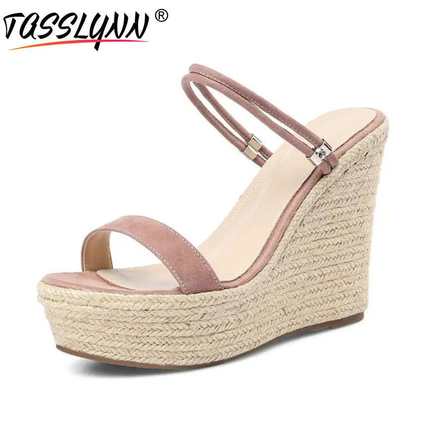 

TASSLYNN 2018 Shoes Woman Platform Sandals Kid Suede PU Gladiator Shoes Woman Wedges Fahion High Heels Ladies Sandals Size 34-39