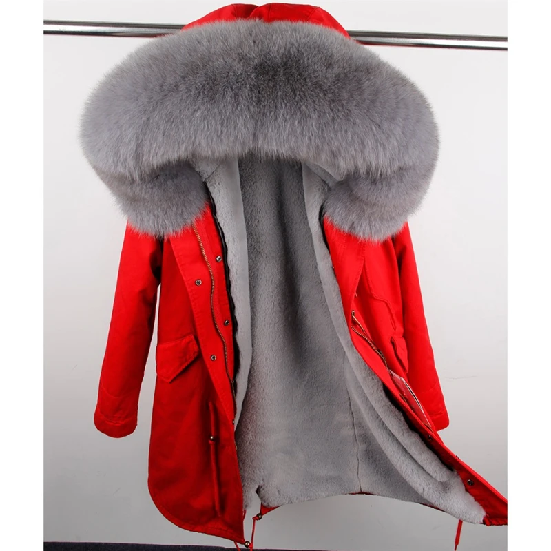 

2018 new long women winter jacket parkas real fur coat real big fox fur collar warm thick high quality warm faux fur liner