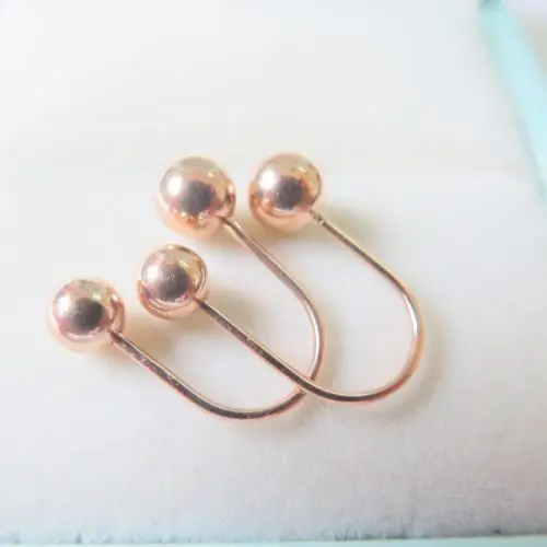 

Solid 18K Rose Gold Stud Earrings Lovely 5mm Ball U Shape Stud Earrings