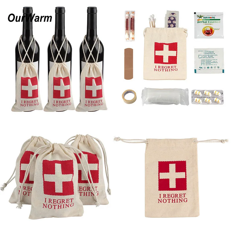 

OurWarm Hens Party Bachelorette Hangover Kit Bags 10pcs/lot Cotton Party Favors Bag for Bride Bachelorette Party Decorations
