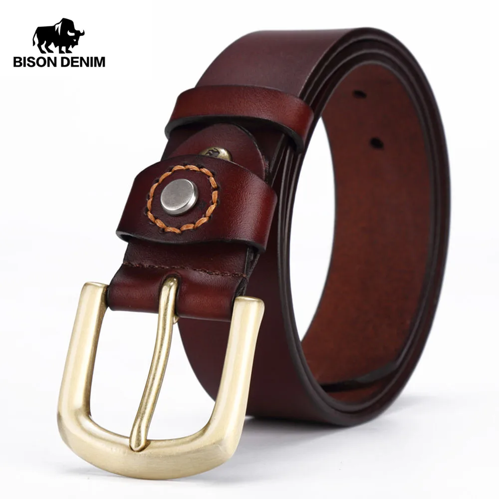 Buy BISON DENIM Men belt Genuine Leather Men's Belts