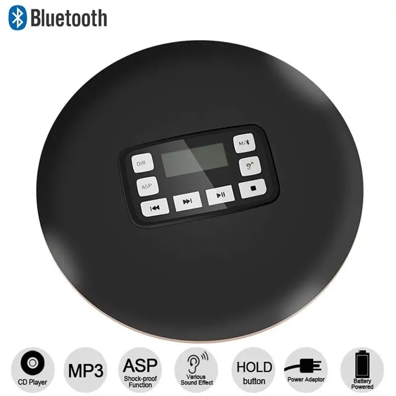 Портативный Bluetooth CD-плеер со светодио дный ным дисплеем/разъемом для наушников Анти-Скип Защита Анти-шок персональный CD музыкальный дисковый плеер