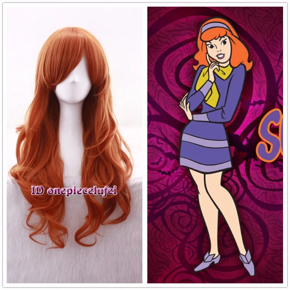 Free Shipping Scooby Doo Daphne Blake Long wavy Curly orange Synthetic
