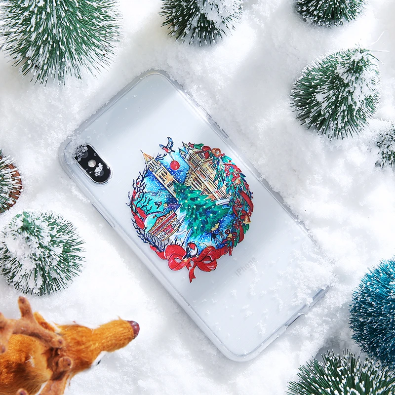 FLOVEME Рождественский мягкий чехол для iPhone XR X XS Max 3D рельефные чехлы телефонов 8 7 6 6s