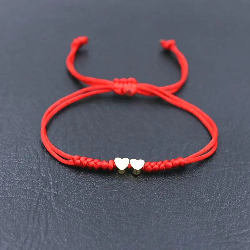 BPPCCR Lucky Double Love Heart shape Stars Charm браслет для пары красная веревочная нить String Knot браслеты для мужчин женщин влюбленных