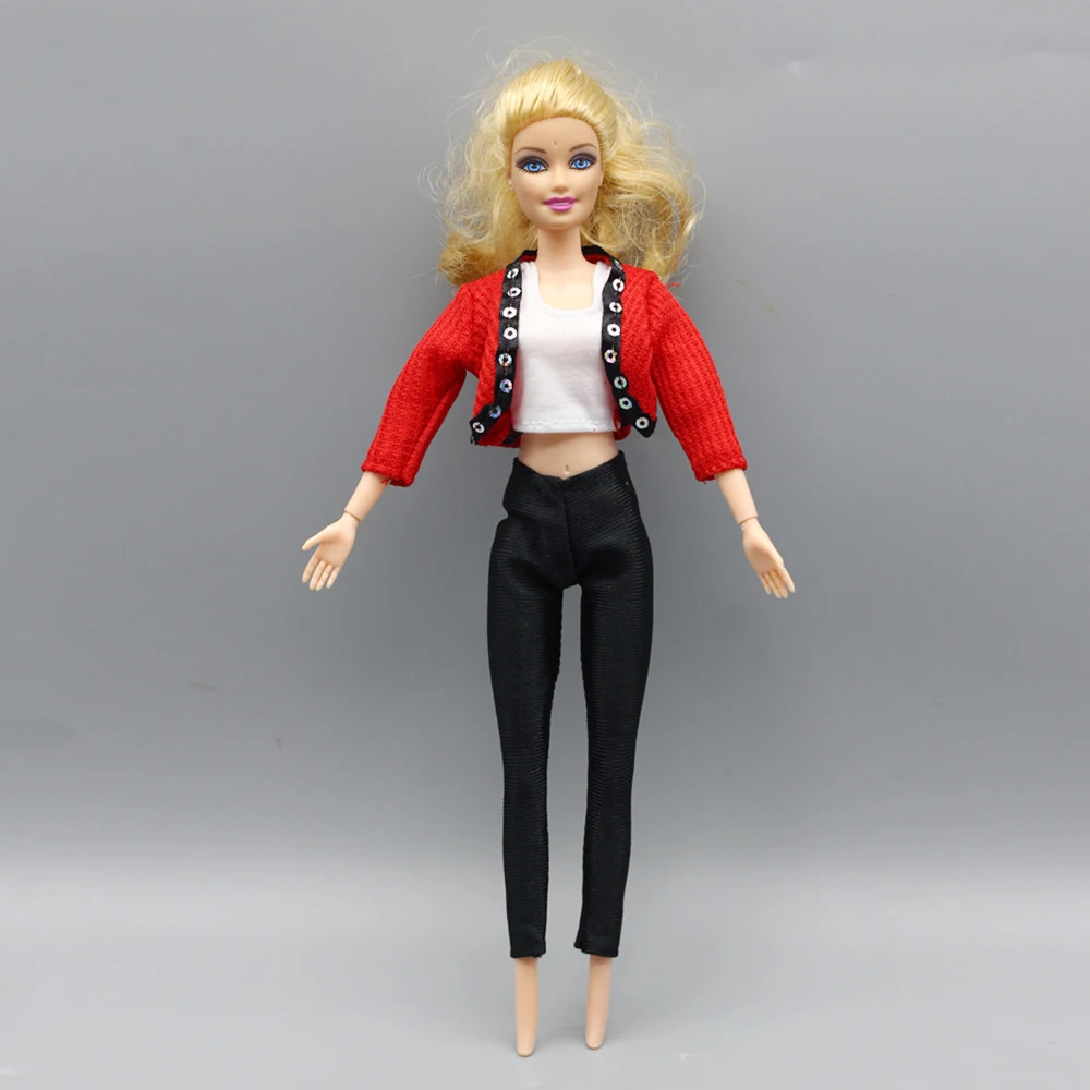 Красное пальто+ черные штаны Повседневная Одежда для куклы Барби ...