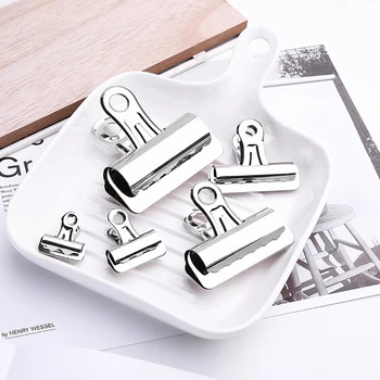 

Hoomall 15pcs/bag Gold Bull Head Clip Office Paper Stainless Steel White Metal Clips Sizes 56mm/65mm/75mm Supplies Stationery