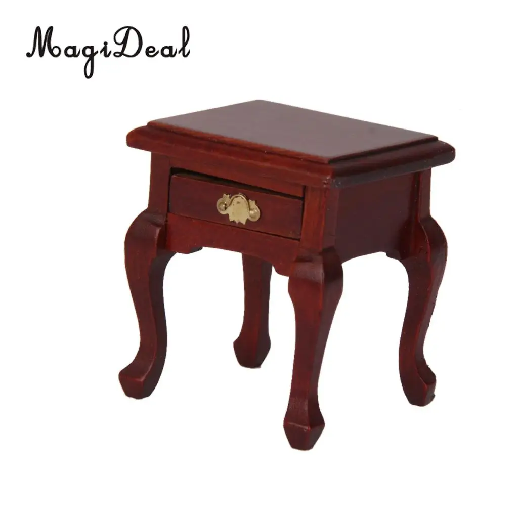 Magideal 1 قطعة 1/12 دمية مينتر الأثاث الخشب منضدة جانب السرير طاولة القهوة للدمى نوم غرفة المعيشة ديكور لعبة