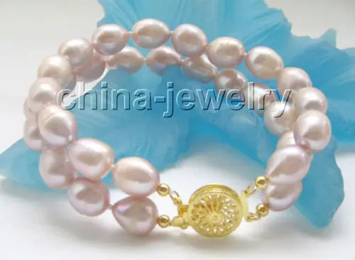 

Beautiful 2row 8" 10-12mm natural purple baroque freshwater pearl bracelet @^Noble style Natural Fine jewe SHIPPING new >>free s