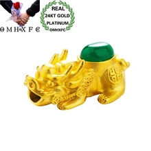 OMHXFC,, Европейская мода, Женский унисекс, для вечеринки, дня рождения, свадьбы, подарок, винтажный PIXIU, 24 к, золотой кулон, браслет, шарм, PN277