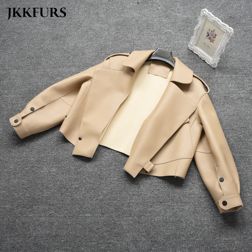 5 цветов Для женщин кожаная куртка Новая мода натуральной кожаные пальто леди весной из овечьей кожи S7547